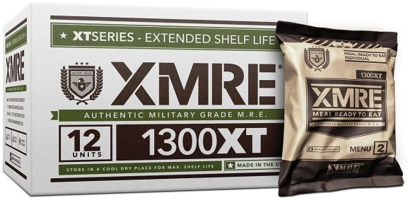 XMRE 1300XT Ready-to-Eat Emergency Food Supply – 12 Military-Grade MRE Meals with Heaters