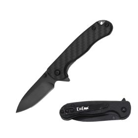 5.5" Ball Bearing 8CR13 Black Blade Carbon Fiber Handle Pocket Knife