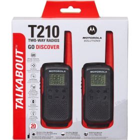 Motorola Talkabout T210 Rechargeable 2-Way Radio (Black/Red, 2-Pack)