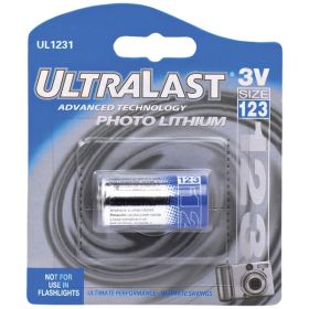 Ultralast UL1231 CR123A 3V Lithium Photo Battery – 1,300mAh Long-Lasting Power