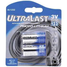 Ultralast UL1232 CR123A 3V Photo Lithium Batteries – 1,300mAh Long-Lasting Power, 2 Pack