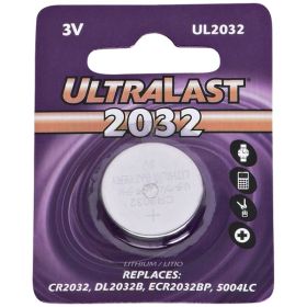 Ultralast UL2032 CR2032 3V Lithium Coin Cell Battery – 220mAh Long-Lasting Replacement Battery
