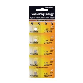 Dantona VAL-377-5 ValuePaq Energy 377 Silver Oxide Watch Batteries – 1.5V, 5 Pack