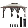 13' x 13' Garden Gazebo û Pop-Up Canopy with Netting (Beige)