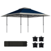 Outsunny 13'x13' Pop-Up Canopy Tent – UV50+ Protection, Height Adjustable, Navy with Wheeled Bag & 4 Sandbags