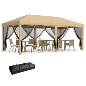 10' x 20' Pop-Up Canopy Tent û Beige with Netting Sidewalls