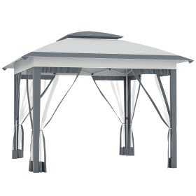 12' x 12' Pop-Up Gazebo Sun Shade û Adjustable with Mesh Netting (Gray)