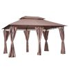10' x 13' Khaki Gazebo û Steel Frame with Curtains & Vented Roof