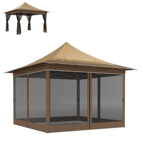 12' x 12' Pop-Up Canopy Tent û UPF50+ with Mesh Netting & Carry Bag (Beige)