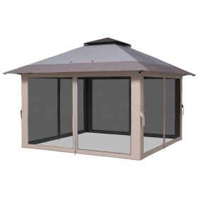 13' x 13' Pop-Up Gazebo û 2-Tier Instant Canopy with Carry Bag (Gray)