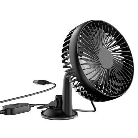 Portable Rotatable USB Car Cooling Fan – Clip & Suction Mount for SUV, RV, Pickup with 3 Speeds