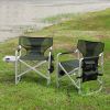 2-Piece Padded Folding Outdoor Chairs with Side Table & Storage – Lightweight, Green