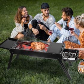 Foldable Charcoal BBQ Grill with Shelf – Portable Stainless Steel Tabletop