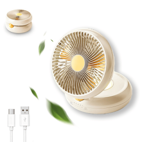 Rechargeable Table Fan with Remote – Auto Oscillation, 90° Foldable, Ultra Quiet, 4 Speeds, USB & Hang Hook for Home & Office