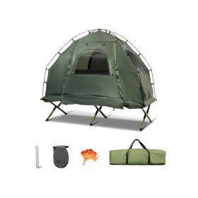 1-Person Folding Camping Tent with Sunshade & Air Mattress