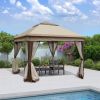 11' x 11' Pop-Up Gazebo Canopy û 2-Tier with Removable Netting (Coffee)