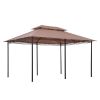 10' x 13' Khaki Gazebo û Steel Frame with Curtains & Vented Roof