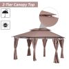 10' x 13' Khaki Gazebo û Steel Frame with Curtains & Vented Roof