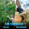 2-in-1 Cordless Pole Saw & Mini Chainsaw û 13FT Reach, Brushless Motor