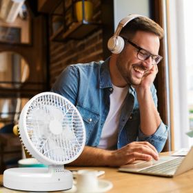 Quiet Foldable Table Fan – 90° Tilt, 4 Speeds, Type-C Rechargeable, Wall-Mount & Portable for Home & Travel