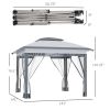 12' x 12' Pop-Up Gazebo Sun Shade û Adjustable with Mesh Netting (Gray)