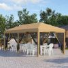 10' x 20' Pop-Up Canopy Tent û Beige with Netting Sidewalls