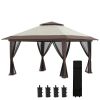 13' x 13' Garden Gazebo û Pop-Up Canopy with Netting (Beige)