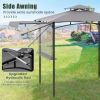 10.5' x 5' Grill Gazebo with Side Awning and Double-Tiered Top