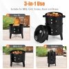 3-in-1 Charcoal BBQ Grill Combo with Built-in Thermometer