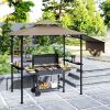 8' x 5' Outdoor Grill Gazebo û BBQ Shelter with Shelves & Awning (Brown)