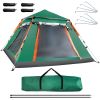 4-5 Person Waterproof Camping Tent with Mosquito Net Windows & Carry Bag, Green