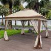 11' x 11' Pop-Up Gazebo Canopy û 2-Tier with Removable Netting (Coffee)