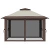 13' x 13' Garden Gazebo û Pop-Up Canopy with Netting (Beige)