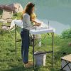 Folding Fish Cleaning Table with Sink û Portable Camping Table with Faucet & Shelf