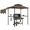8' x 5' Outdoor Grill Gazebo û BBQ Shelter with Shelves & Awning (Brown)
