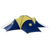 9-Person Camping Tent, Blue & Yellow Fabric