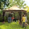 12' x 12' Pop-Up Canopy Tent û UPF50+ with Mesh Netting & Carry Bag (Beige)