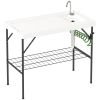 Folding Fish Cleaning Table with Sink û Portable Camping Table with Faucet & Shelf
