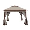 11' x 11' Pop-Up Gazebo Canopy û 2-Tier with Removable Netting (Coffee)