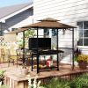 8' x 5' Outdoor Grill Gazebo û BBQ Shelter with Shelves & Awning (Brown)