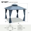 10x10ft Double Roof Gazebo – Netting, Curtains & Galvanized Aluminum Frame for Patio & Garden