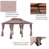 10' x 13' Khaki Gazebo û Steel Frame with Curtains & Vented Roof