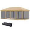 10' x 20' Pop-Up Canopy Tent û Beige with Netting Sidewalls