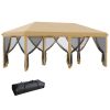 10' x 20' Pop-Up Canopy Tent û Beige with Netting Sidewalls