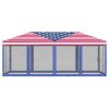 10' x 20' Pop-Up Canopy Gazebo û American Flag with Mesh Sidewalls