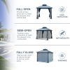 10x10ft Double Roof Gazebo – Netting, Curtains & Galvanized Aluminum Frame for Patio & Garden