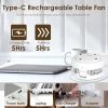 Quiet Foldable Table Fan – 90° Tilt, 4 Speeds, Type-C Rechargeable, Wall-Mount & Portable for Home & Travel