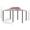 10' x 13' Khaki Gazebo û Steel Frame with Curtains & Vented Roof