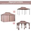 10' x 13' Khaki Gazebo û Steel Frame with Curtains & Vented Roof