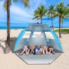 Quick-Open Blue Beach Tent – Fiberglass Pole & Oxford Cloth Free Ride Design